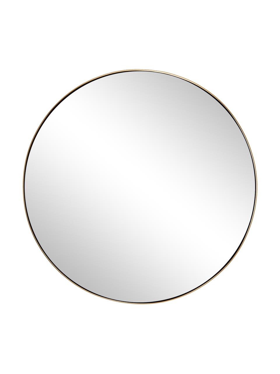 Espejo de pared redondo Lacie, Parte trasera: tablero de fibras de dens, Espejo: cristal, Dorado, Ø 72 cm