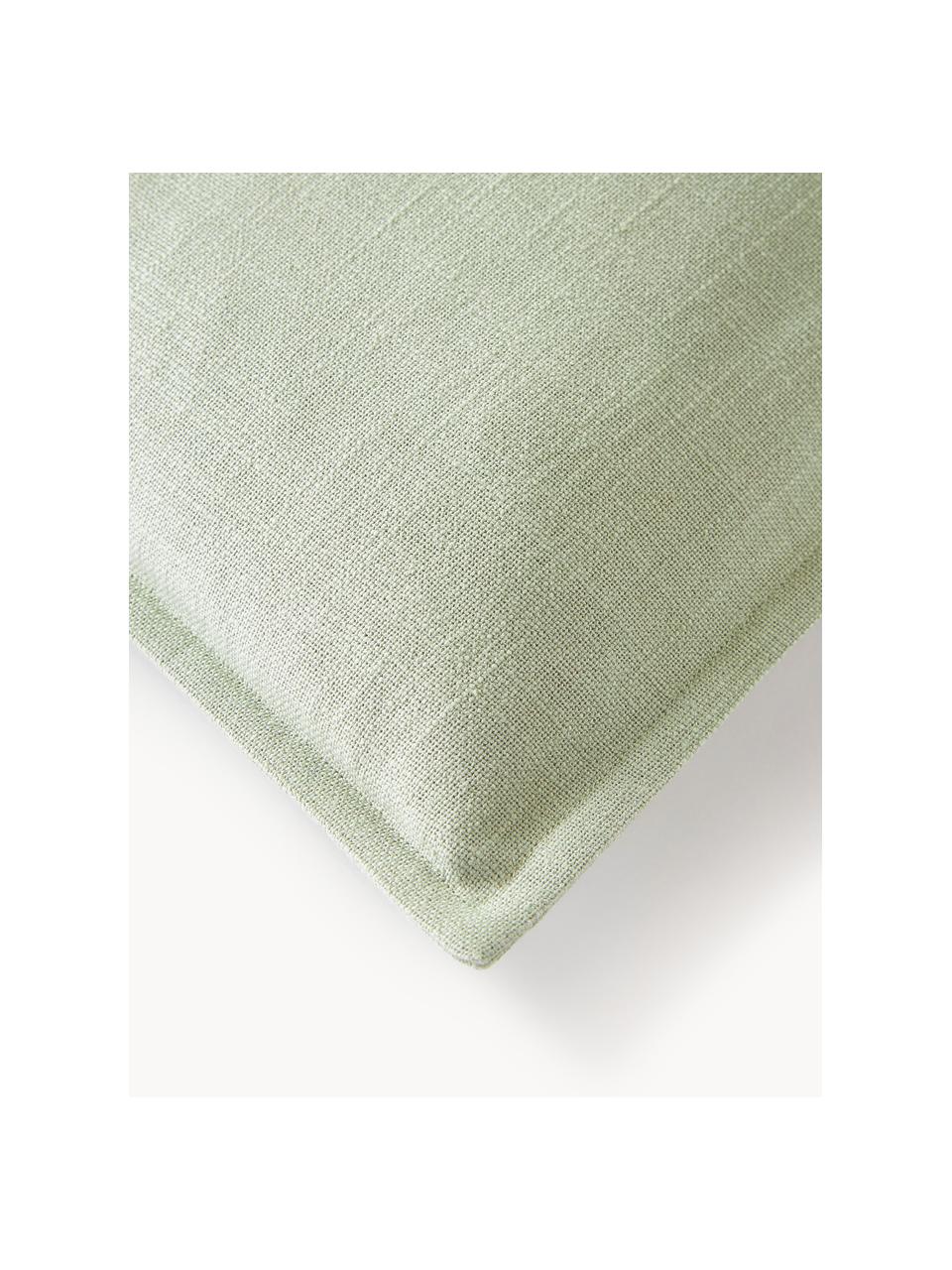 Funda de cojín de algodón Vicky, 100% algodón, Verde salvia, An 50 x L 50 cm