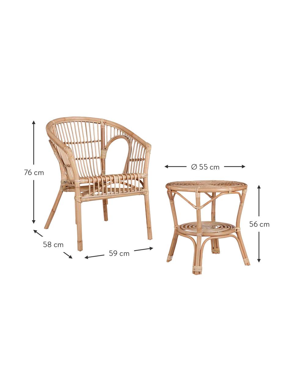 Set salotto da giardino in rattan marrone chiaro Zambia 3 pz, Rattan, Marrone chiaro, Set in varie misure