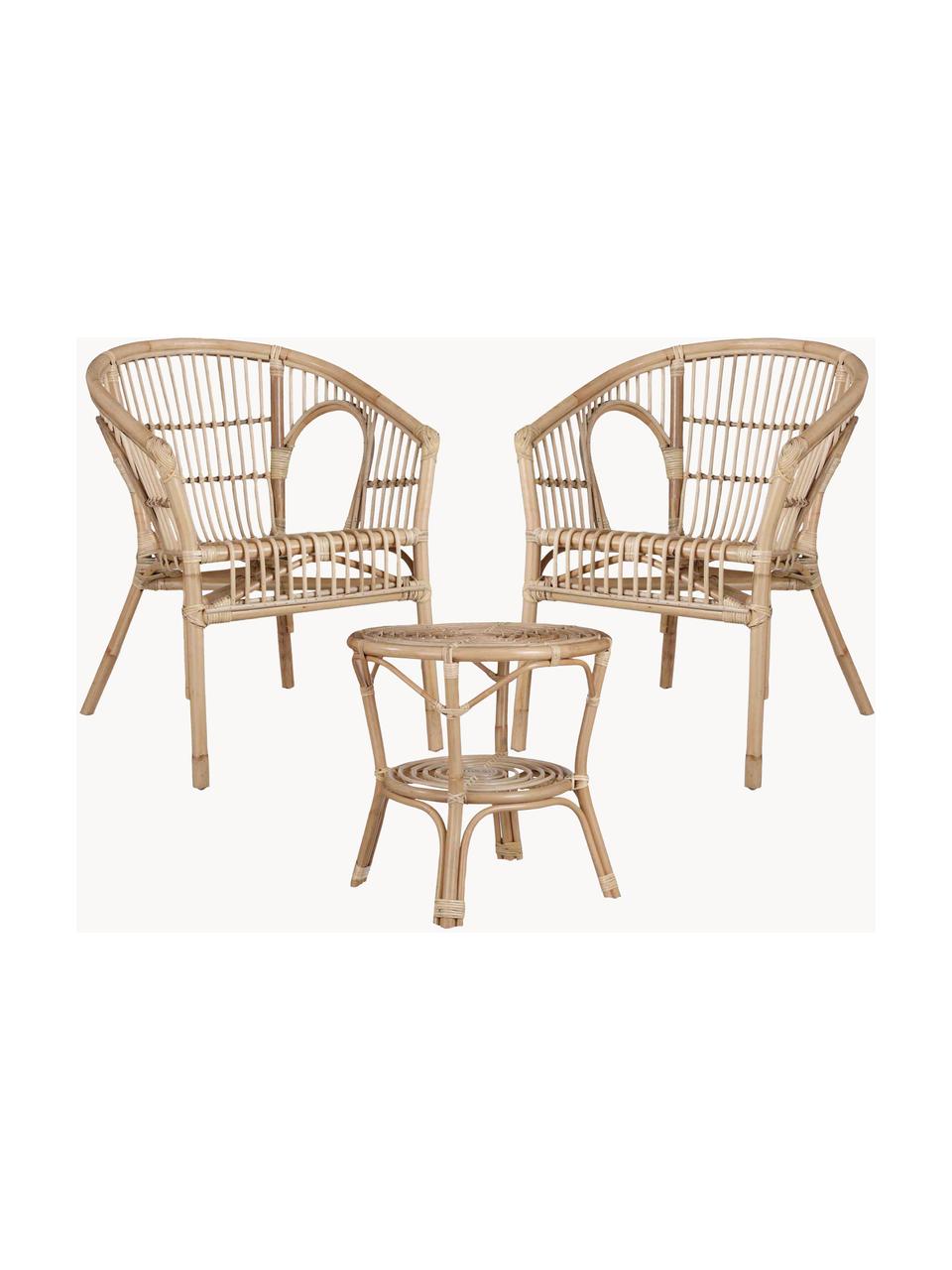 Garten-Lounge-Set Zambia aus Rattan, 3-tlg., Rattan, Hellbraun, Set mit verschiedenen Grössen