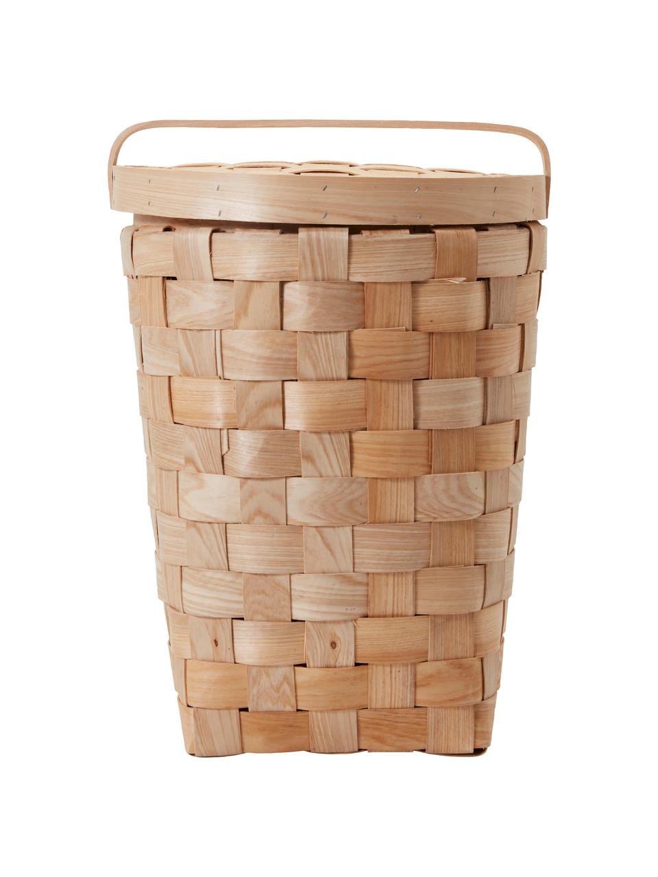 Handgemaakte opbergmanden naturel, 2-delig, Hout, katoen, Lichtbruin, Set met verschillende formaten