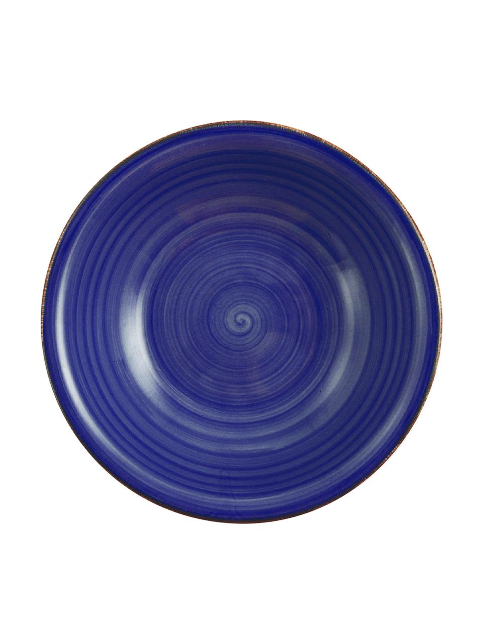 Ručne maľovaný hlboký tanier Baita, 6 ks, Modrá