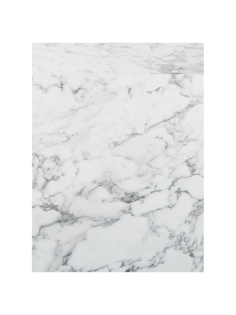 Stolik pomocniczy o wyglądzie marmuru Lesley, Płyta pilśniowa średniej gęstości (MDF) pokryta folią melaminową o wyglądzie marmuru, Biały, marmurowy, błyszczący, S 45 x W 50 cm