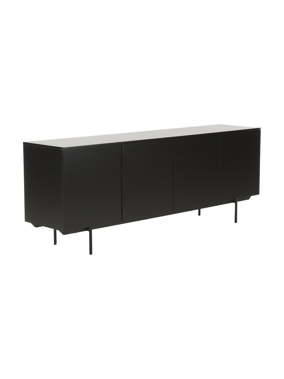 Enfilade avec portes Elyn, Noir, mat, larg. 200 x haut. 75 cm