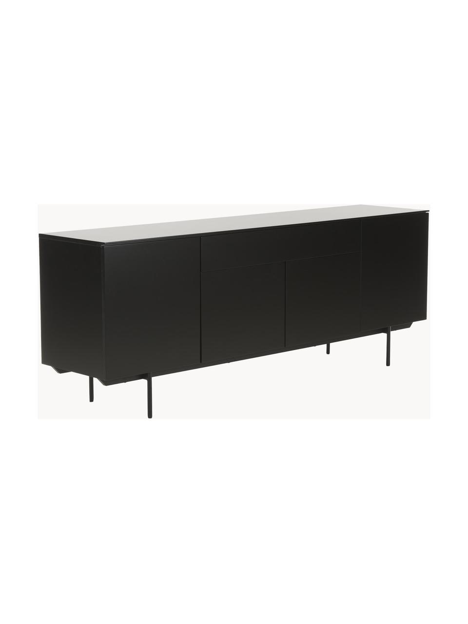 Sideboard Elona, Korpus: Mitteldichte Holzfaserpla, Schwarz, matt, B 200 x H 75 cm