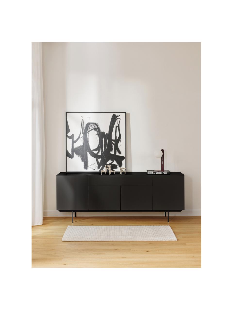 Credenza Elona, Nero opaco, Larg. 200 x Alt. 75 cm