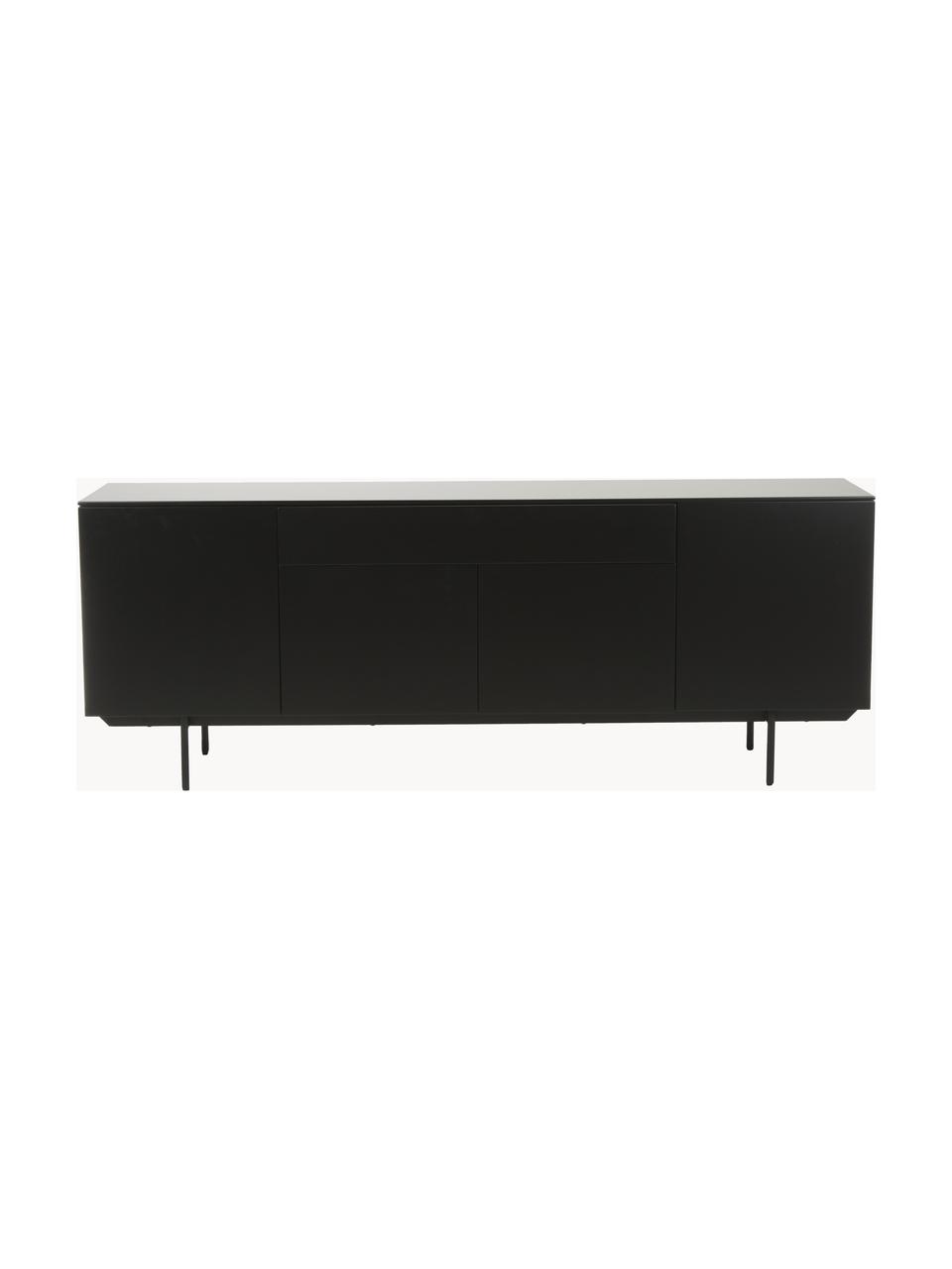 Sideboard Elona, Korpus: Mitteldichte Holzfaserpla, Fußgestell: Metall, pulverbeschichtet, Schwarz, matt, B 200 x H 75 cm