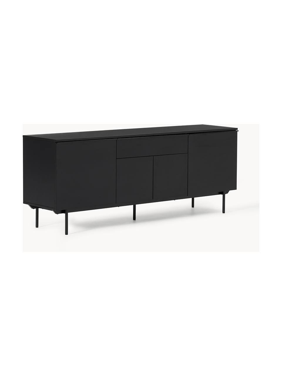 Credenza Elona, Nero opaco, Larg. 200 x Alt. 75 cm