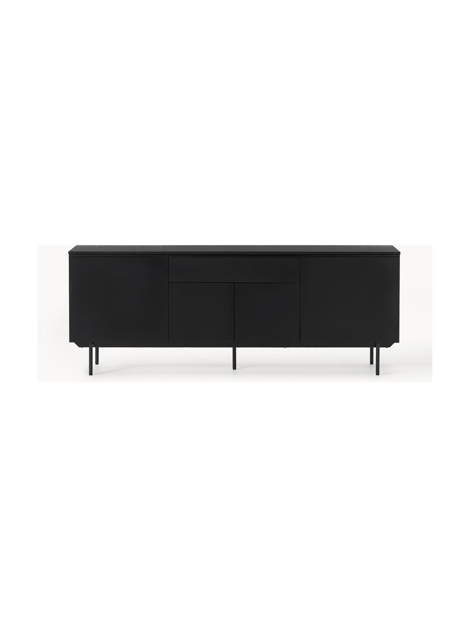 Holz-Sideboard Elona, Korpus: Mitteldichte Holzfaserpla, Fußgestell: Metall, pulverbeschichtet, Schwarz, B 200 x H 75 cm