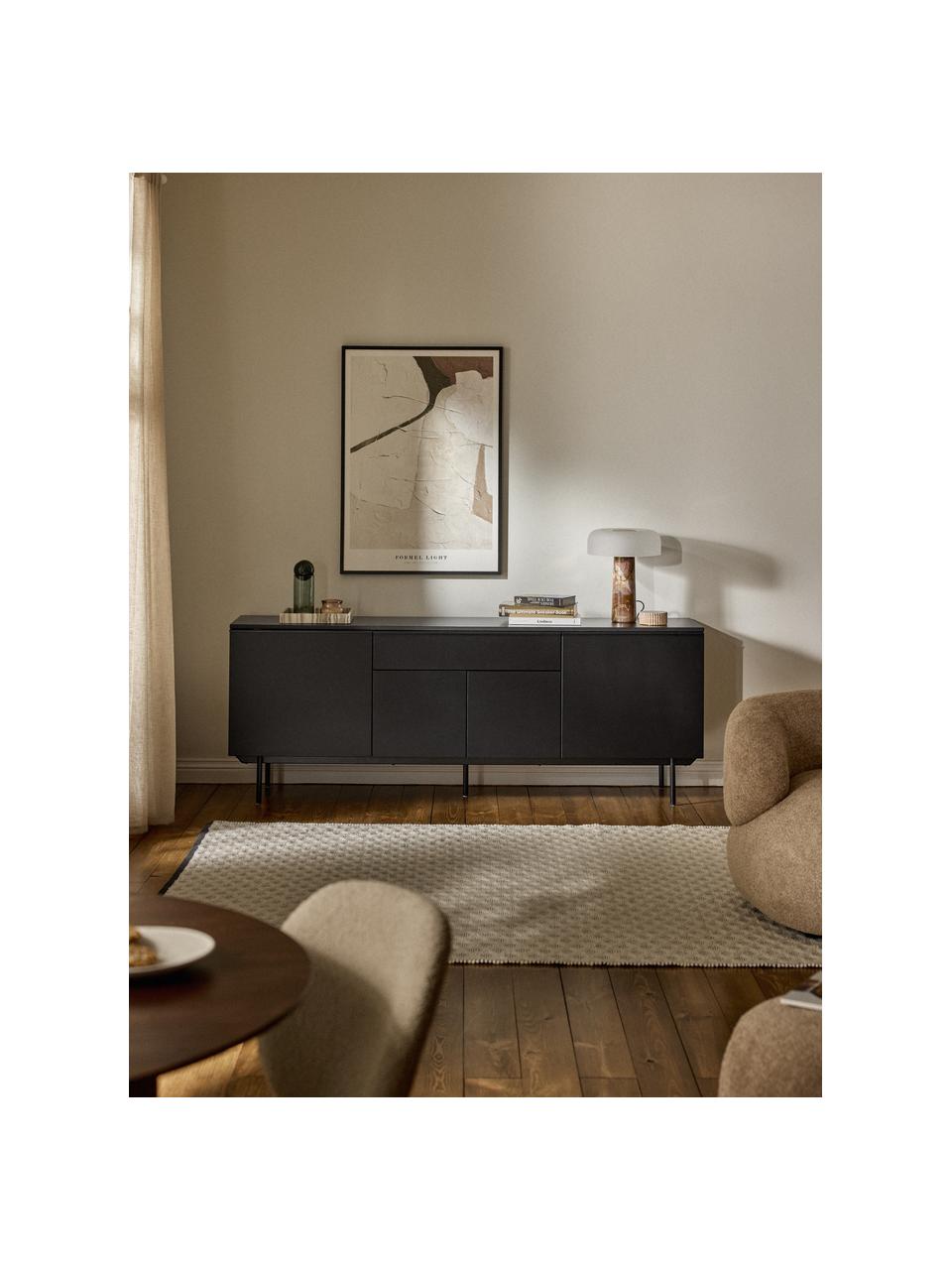 Holz-Sideboard Elona, Korpus: Mitteldichte Holzfaserpla, Fußgestell: Metall, pulverbeschichtet, Schwarz, B 200 x H 75 cm