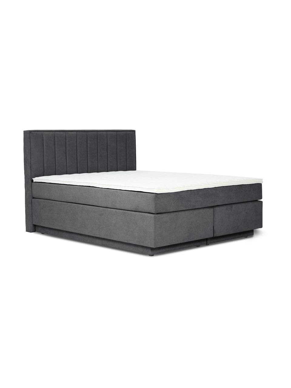 Kontinentálna posteľ s úložným priestorom Livia, Tmavosivá, Š 140 x D 200 cm, tvrdosť 2