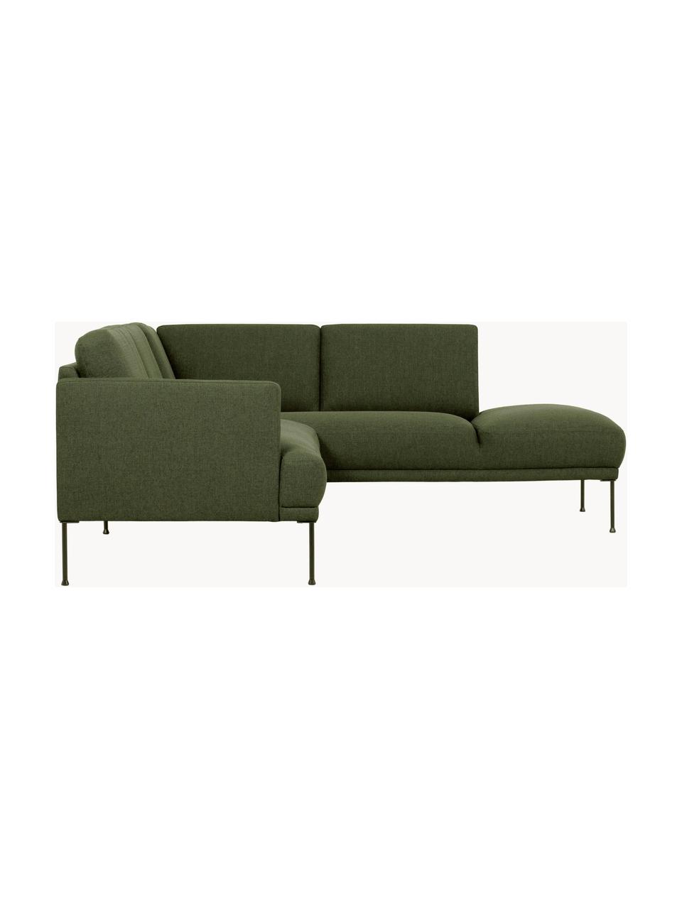 Ecksofa Fluente mit Metall-Füßen, Bezug: 100% Polyester Der hochwe, Gestell: Massives Kiefernholz, FSC, Füße: Metall, pulverbeschichtet, Webstoff Dunkelgrün, B 221 x T 200 cm, Eckteil links