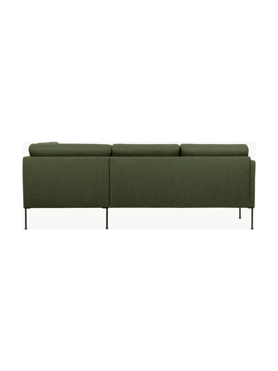 Ecksofa Fluente mit Metall-Füßen, Bezug: 100% Polyester Der hochwe, Gestell: Massives Kiefernholz, FSC, Füße: Metall, pulverbeschichtet, Webstoff Dunkelgrün, B 221 x T 200 cm, Eckteil links