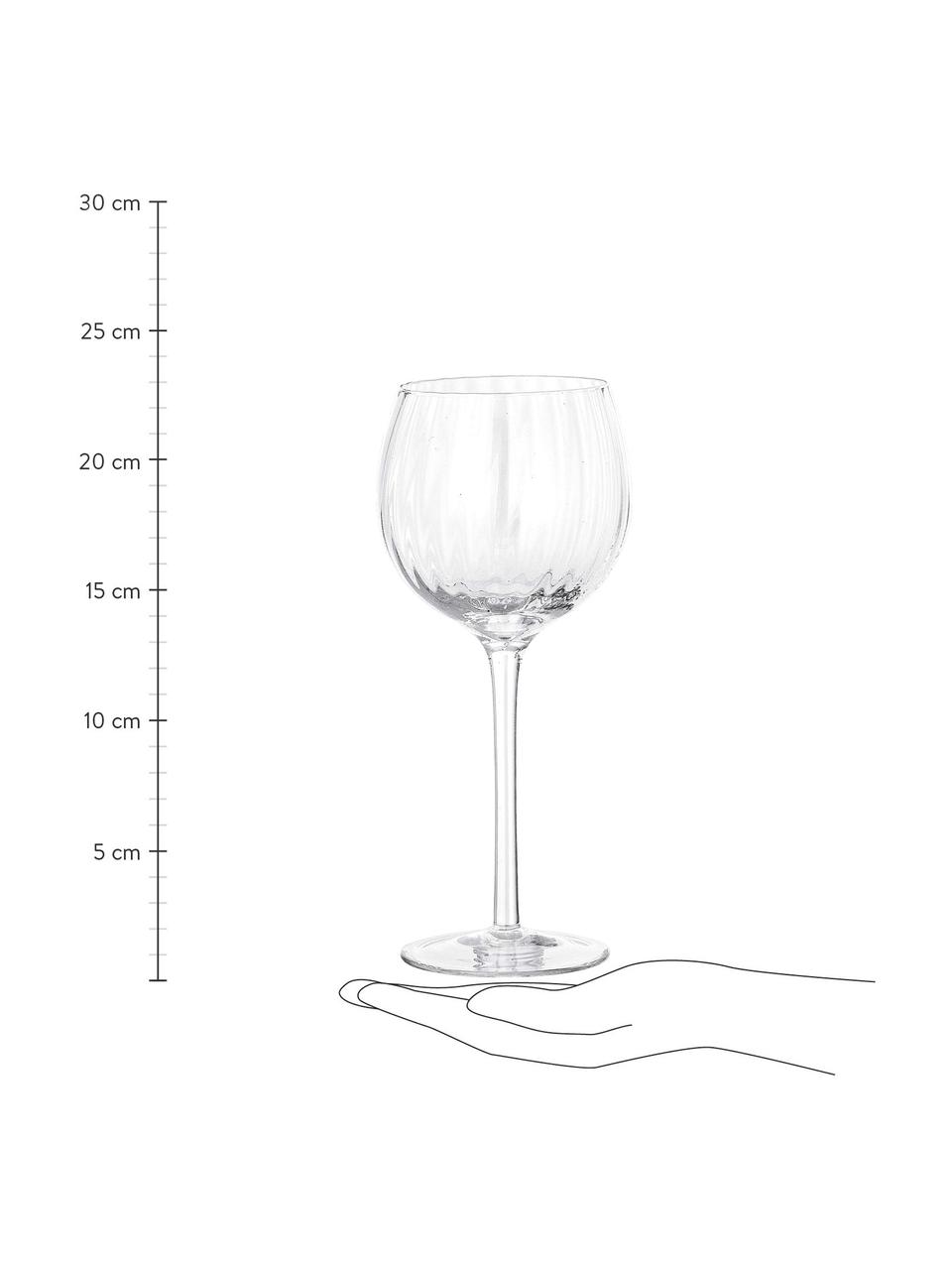 Weingläser Astrid mit Rillenstruktur, 6 Stück, Glas, Transparent, Ø 10 x H 22 cm