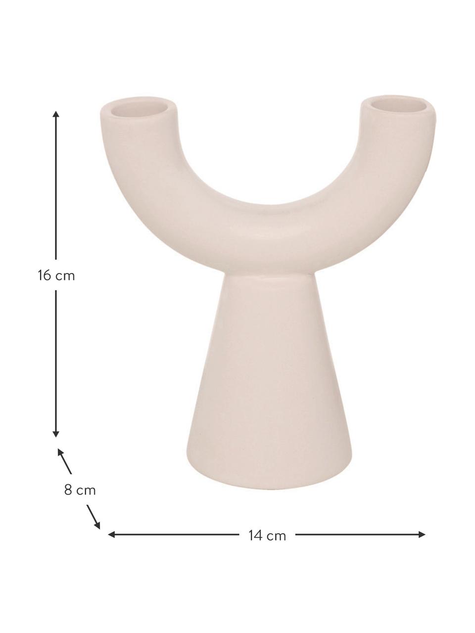 Set 2 candelabri in gres bianco/beige Shalea, Gres, Bianco, beige, Larg. 14 x Alt. 16 cm