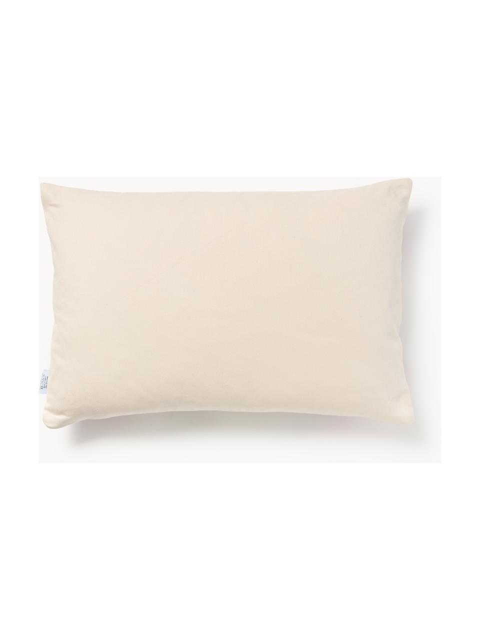 Housse de coussin 40x60 en soie avec motif abstrait Silky, Rouge, tons bleus, blanc, larg. 40 x long. 60 cm