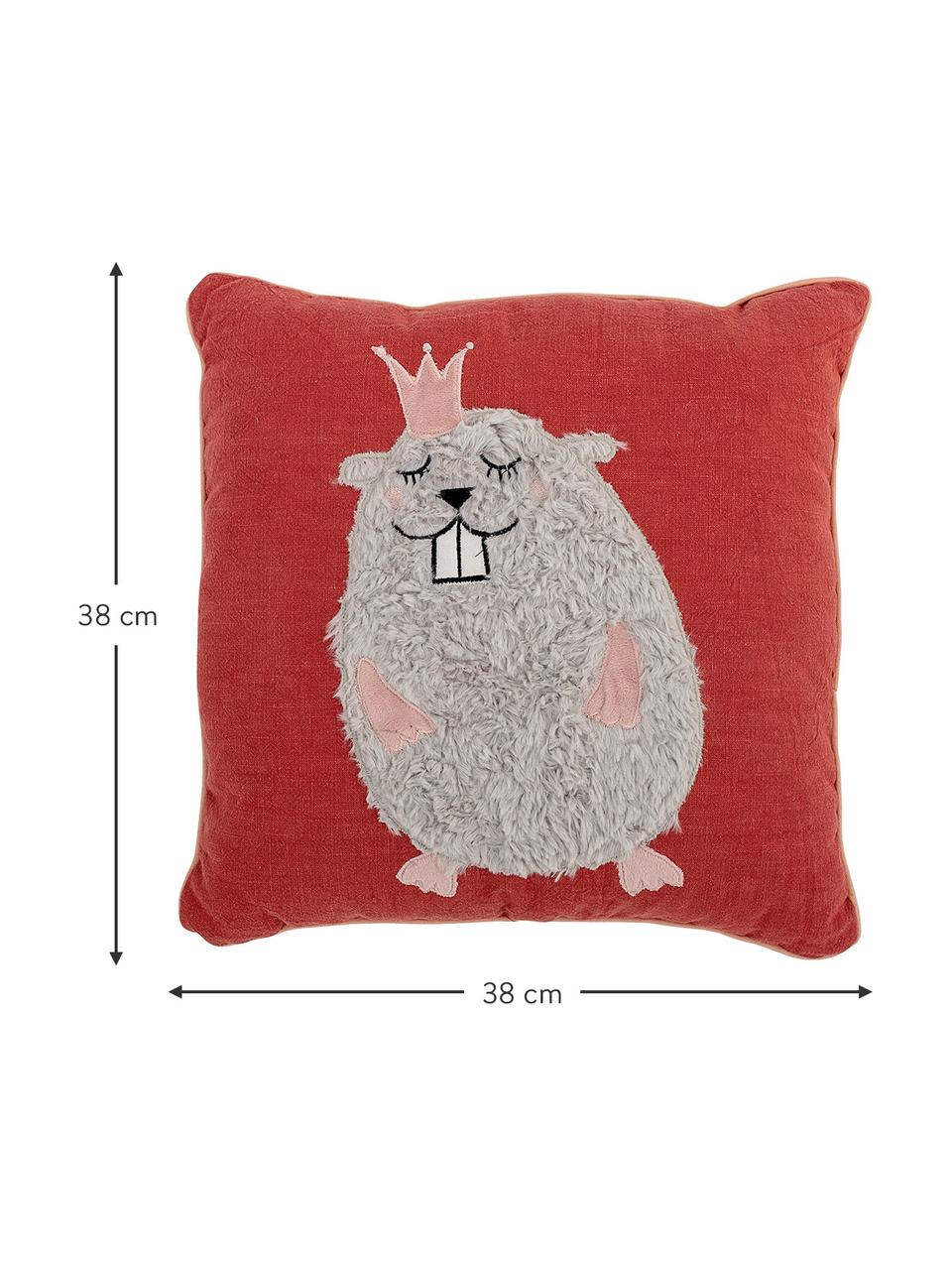 Coussin Hamster, Rouge, gris, couleur saumon