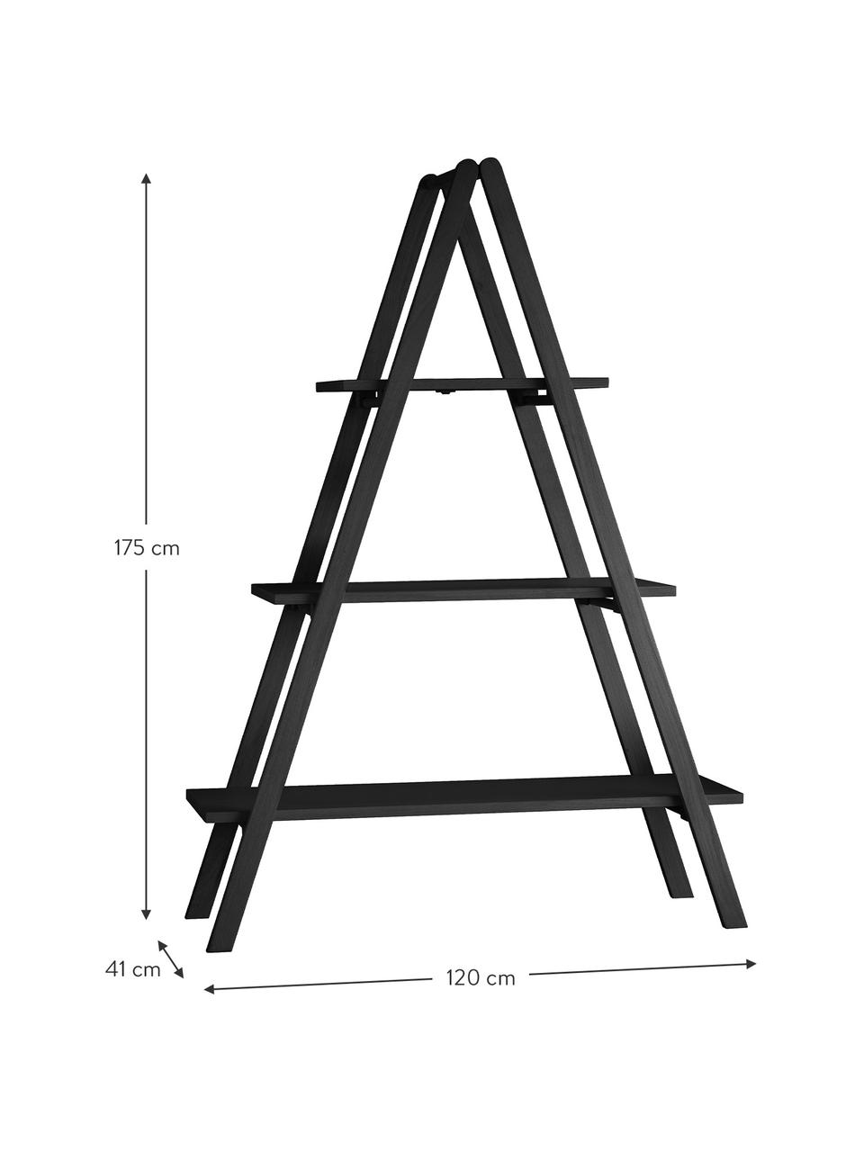 Estantería Clapham, Tablero de fibras de densidad media (MDF) chapado en madera de roble pintado, Negro, An 120 x Al 175 cm