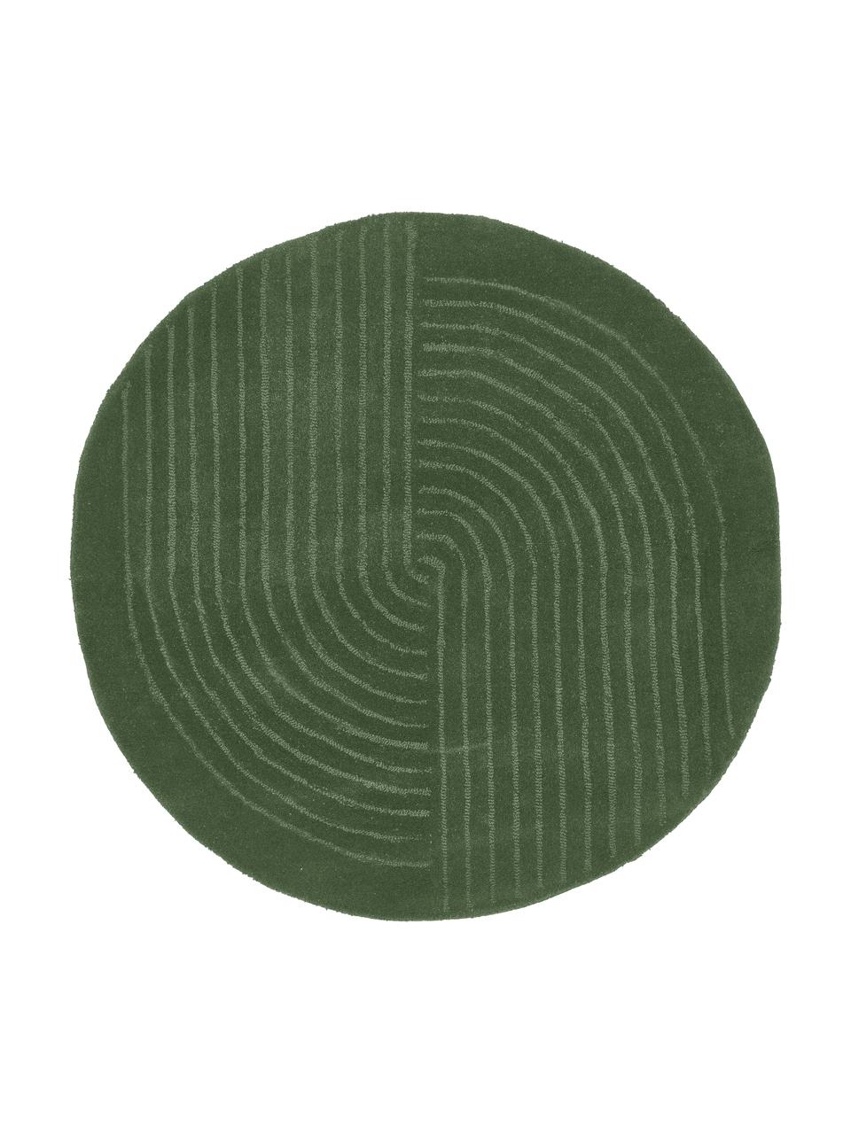 Okrągły ręcznie tuftowany dywan z wełny Mason, Ciemny zielony, Ø 120 cm (Rozmiar S)
