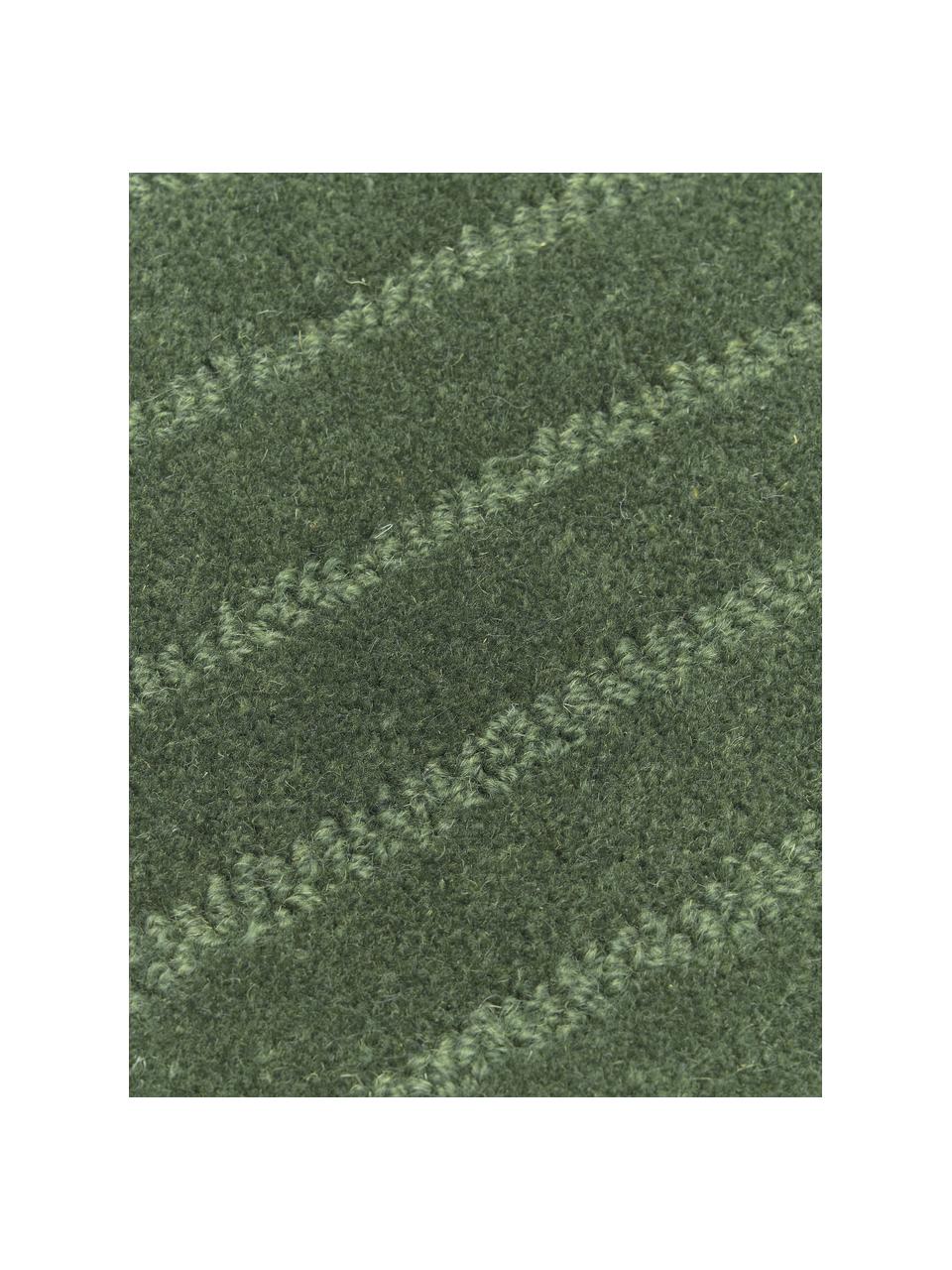 Runder Wollteppich Mason, handgetuftet, Flor: 100 % Wolle, Dunkelgrün, Ø 120 cm (Größe S)