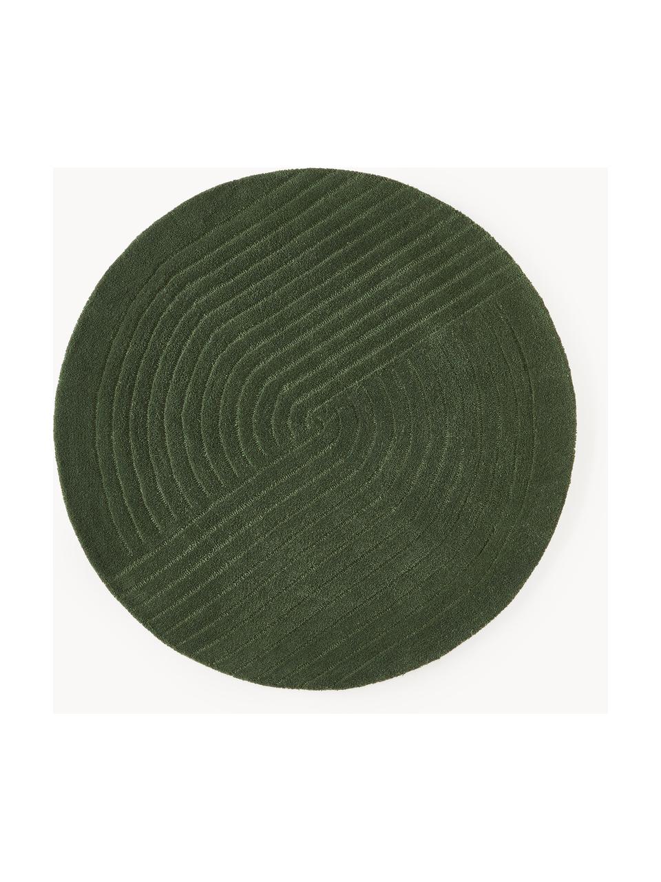 Tapis rond en laine tuftée main Mason, Vert foncé, Ø 120 cm (taille S)