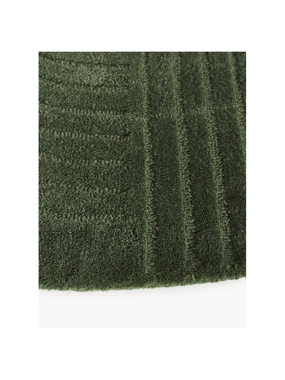 Tapis rond en laine tuftée main Mason, Vert foncé, Ø 120 cm (taille S)