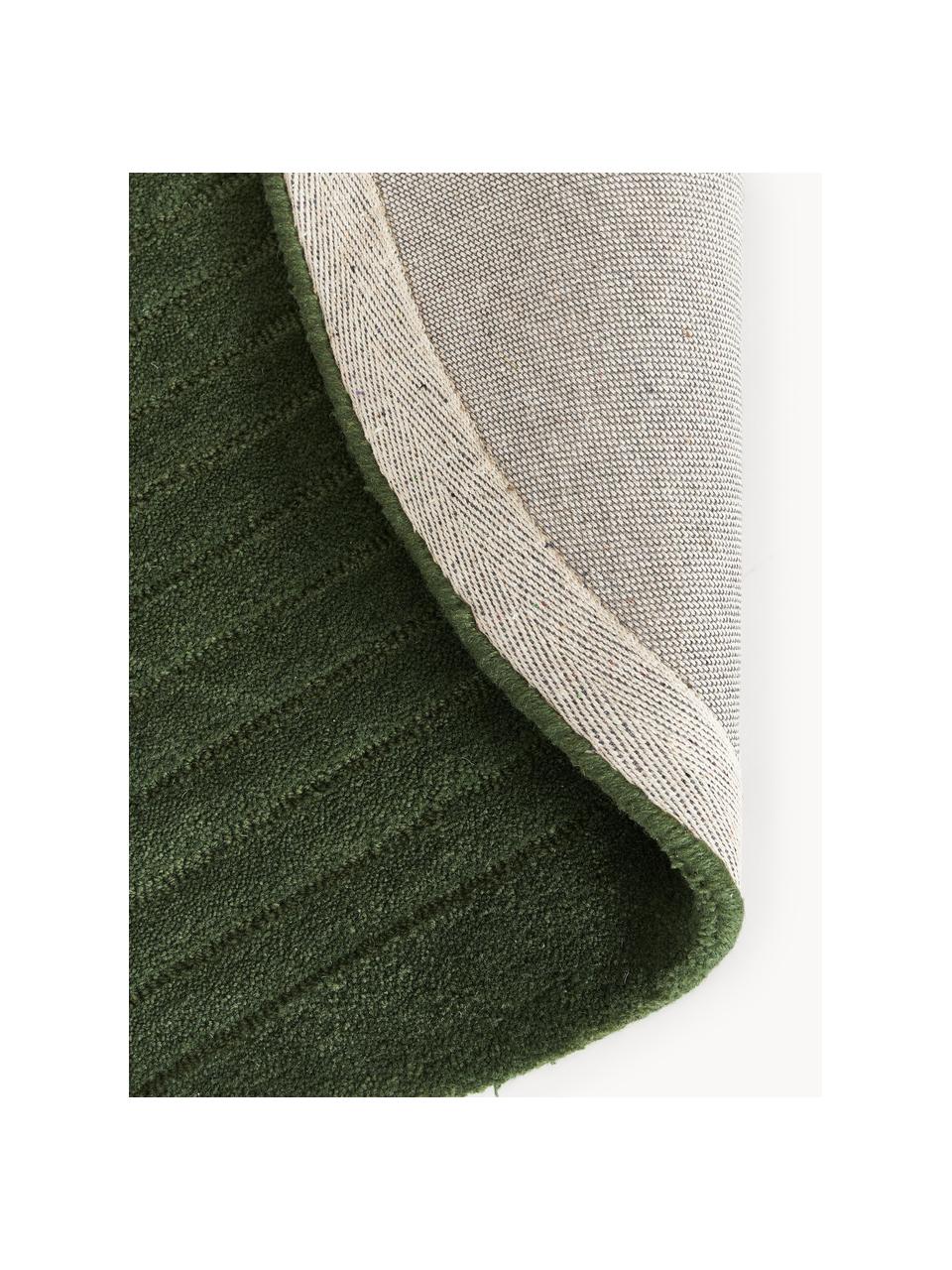 Runder Wollteppich Mason, handgetuftet, Flor: 100 % Wolle, Dunkelgrün, Ø 120 cm (Grösse S)