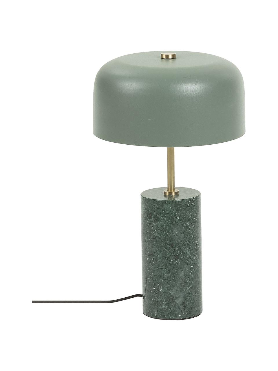 Tischlampe Videl mit Marmorfuss, Lampenschirm: Metall, beschichtet, Gestell: Metall, Grün, Ø 26 x H 44 cm