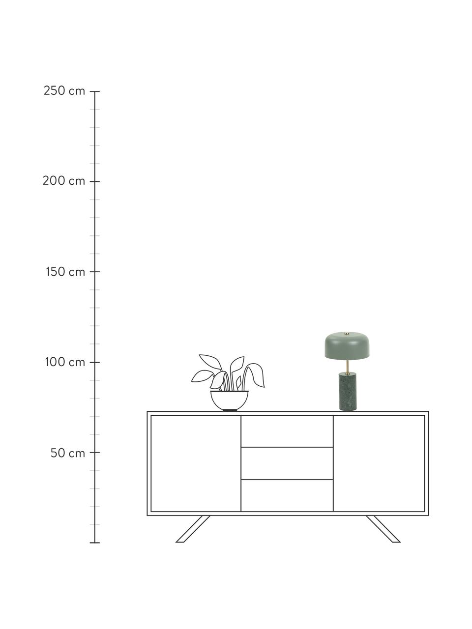 Lampada da tavolo con base in marmo Videl, Paralume: metallo rivestito, Base della lampada: marmo, Struttura: metallo, Verde, Ø 26 x Alt. 44 cm