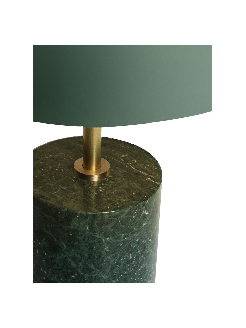 Lámpara de mesa de mármol Videl, Pantalla: metal recubierto, Estructura: metal, Cable: cubierto en tela, Verde, Ø 26 x Al 44 cm