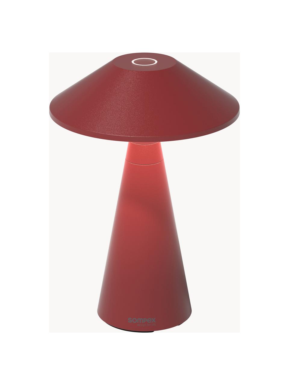 Kleine mobiele LED outdoor tafellamp Move, dimbaar, Lamp: gecoat aluminium, Wijnrood, Ø 15 x H 31 cm