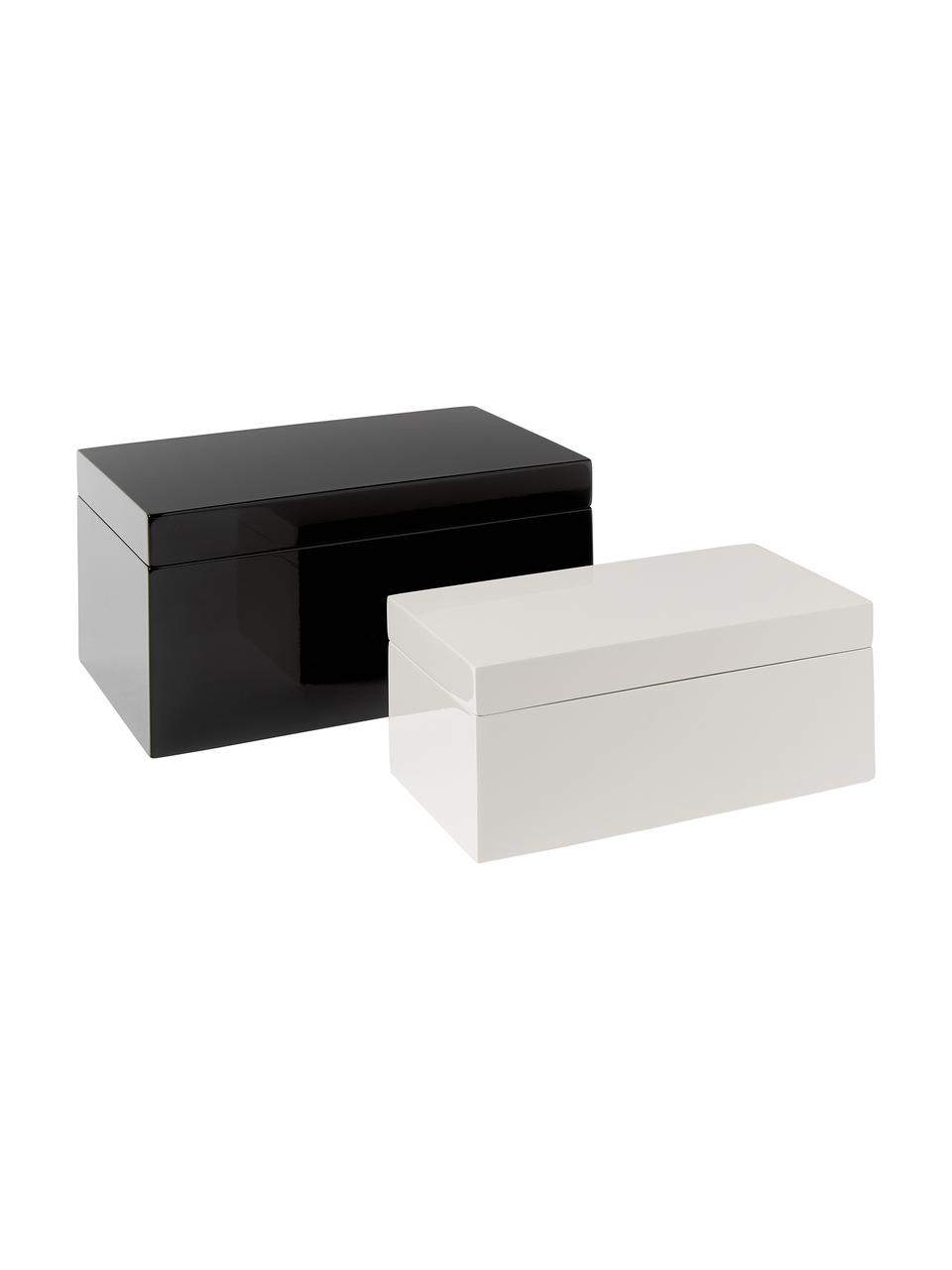 Set 2 scatole portaoggetti Kylie, Pannello di fibra a media densità (MDF), Nero, grigio chiaro, Set in varie misure