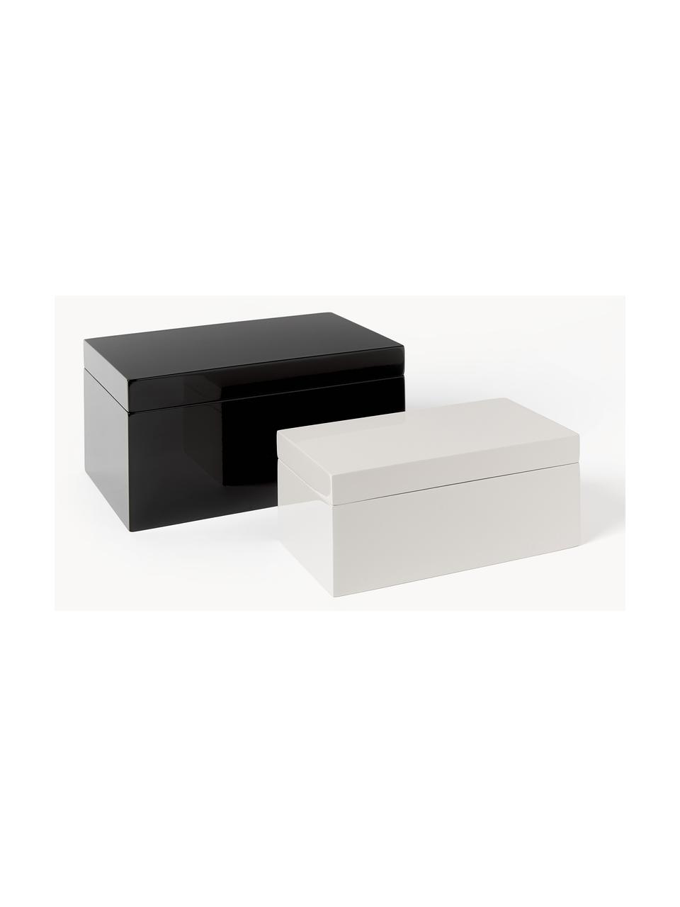 Boîtes de rangement Kylie, 2 élém., MDF, Noir, blanc cassé, Lot de différentes tailles