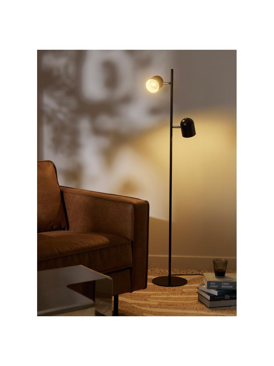 Metalen vloerlamp Almo, Zwart, H 137 cm