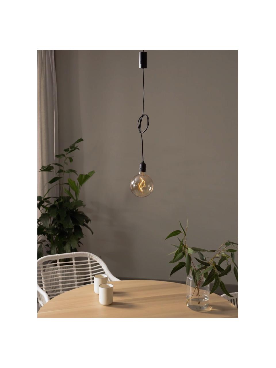 Mobiel hanglamp Bowl met tijdschakelaar, Lampenkap: glas, Fitting: kunststof, Amberkleurig, transparant, zwart, Ø 13 x H 18 cm
