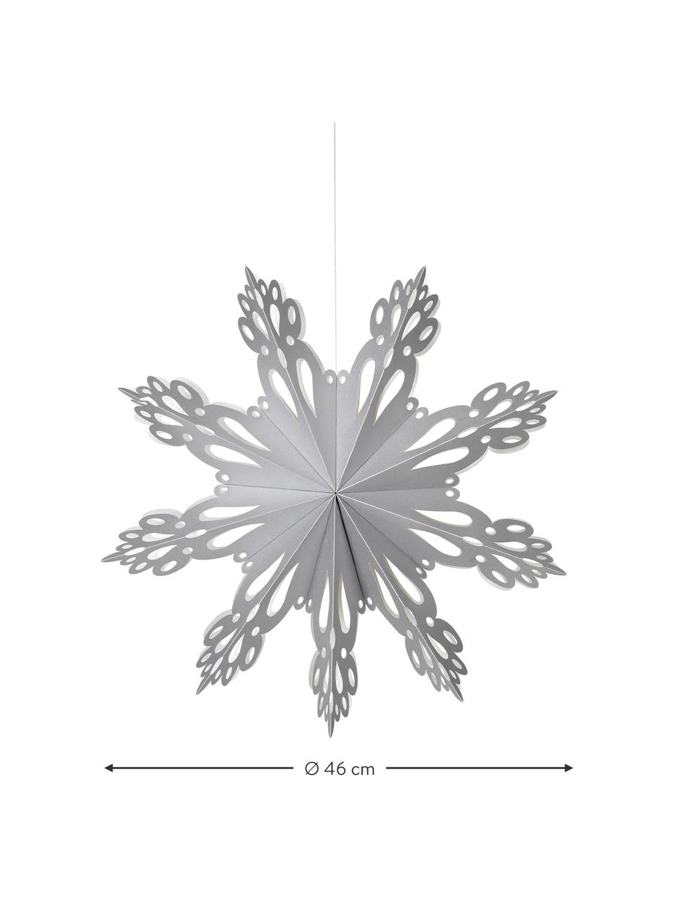 Ciondolo a fiocco di neve argentato Snowflake, Carta, Argentato, Ø 46 cm