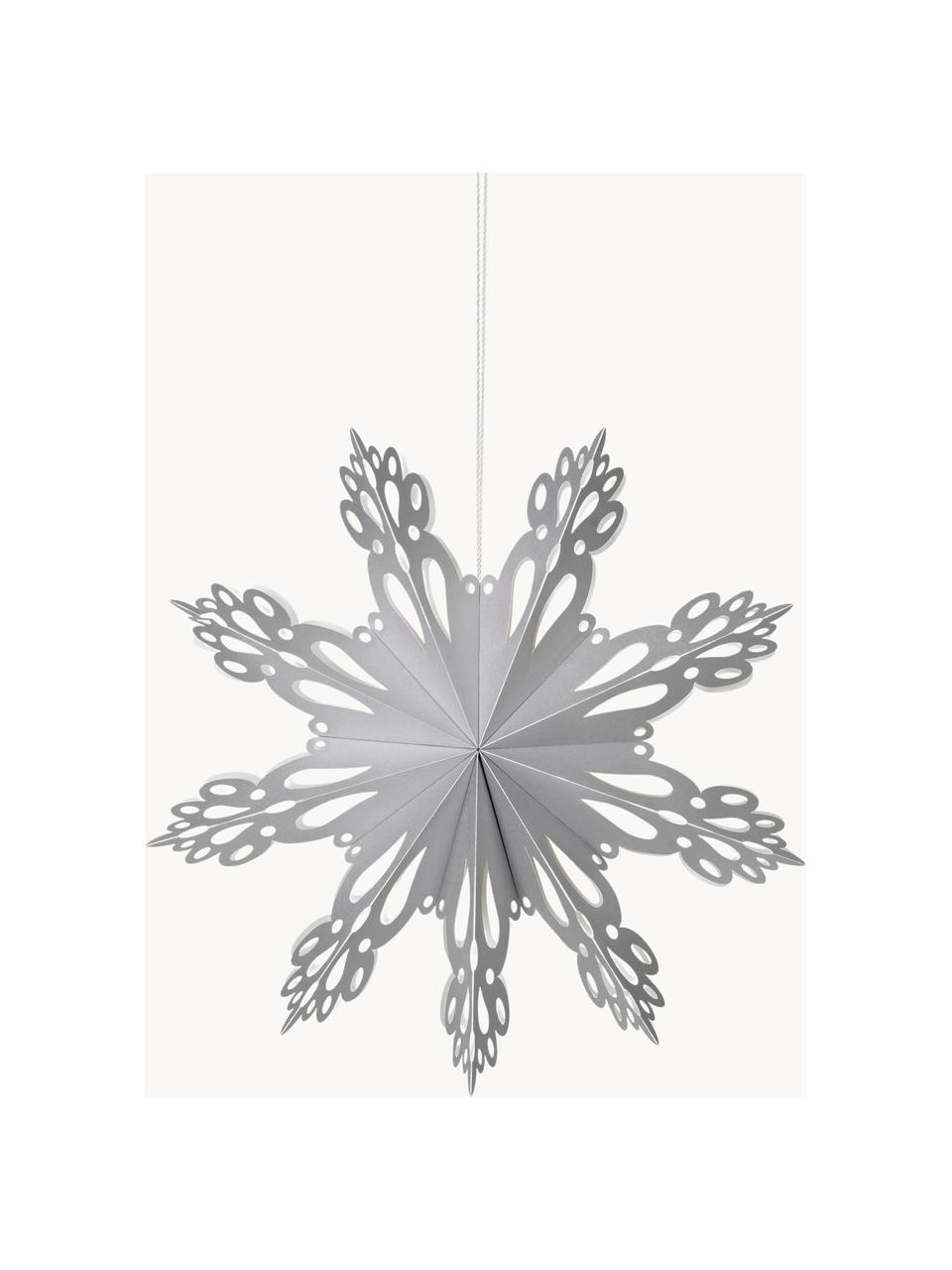 Ciondolo a fiocco di neve argentato Snowflake, Carta, Argentato, Ø 46 cm