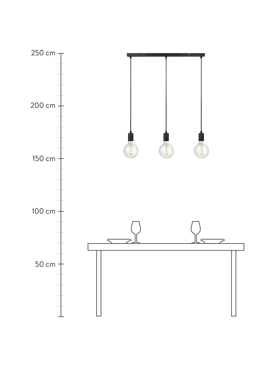 Lampada a sospensione Sky, Baldacchino: metallo verniciato, Nero, Larg. 68 x Alt. 145 cm
