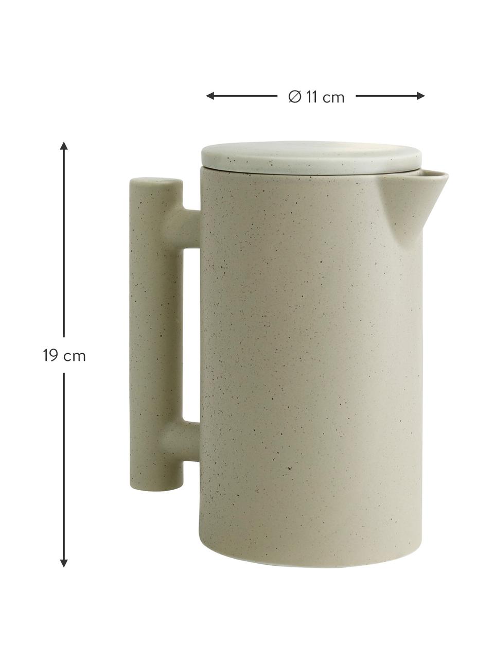 Czajnik z ceramiki Yana, 1 l, Ceramika, Beżowy, nakrapiany, Ø 11 x W 19 cm, 1 l