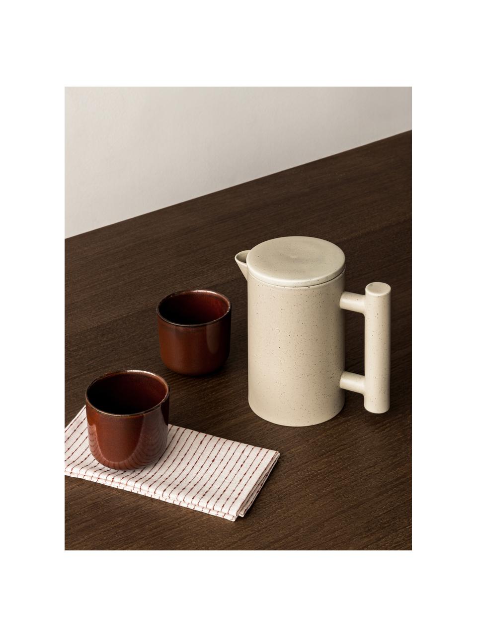 Teekanne Yana aus Keramik, 1 L, Keramik, Hellbeige, gesprenkelt, matt, 1 L