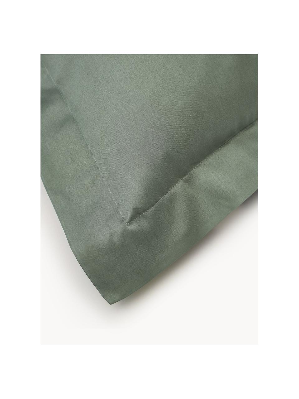 Taie d'oreiller en satin de coton Premium, Vert foncé, larg. 50 x long. 70 cm