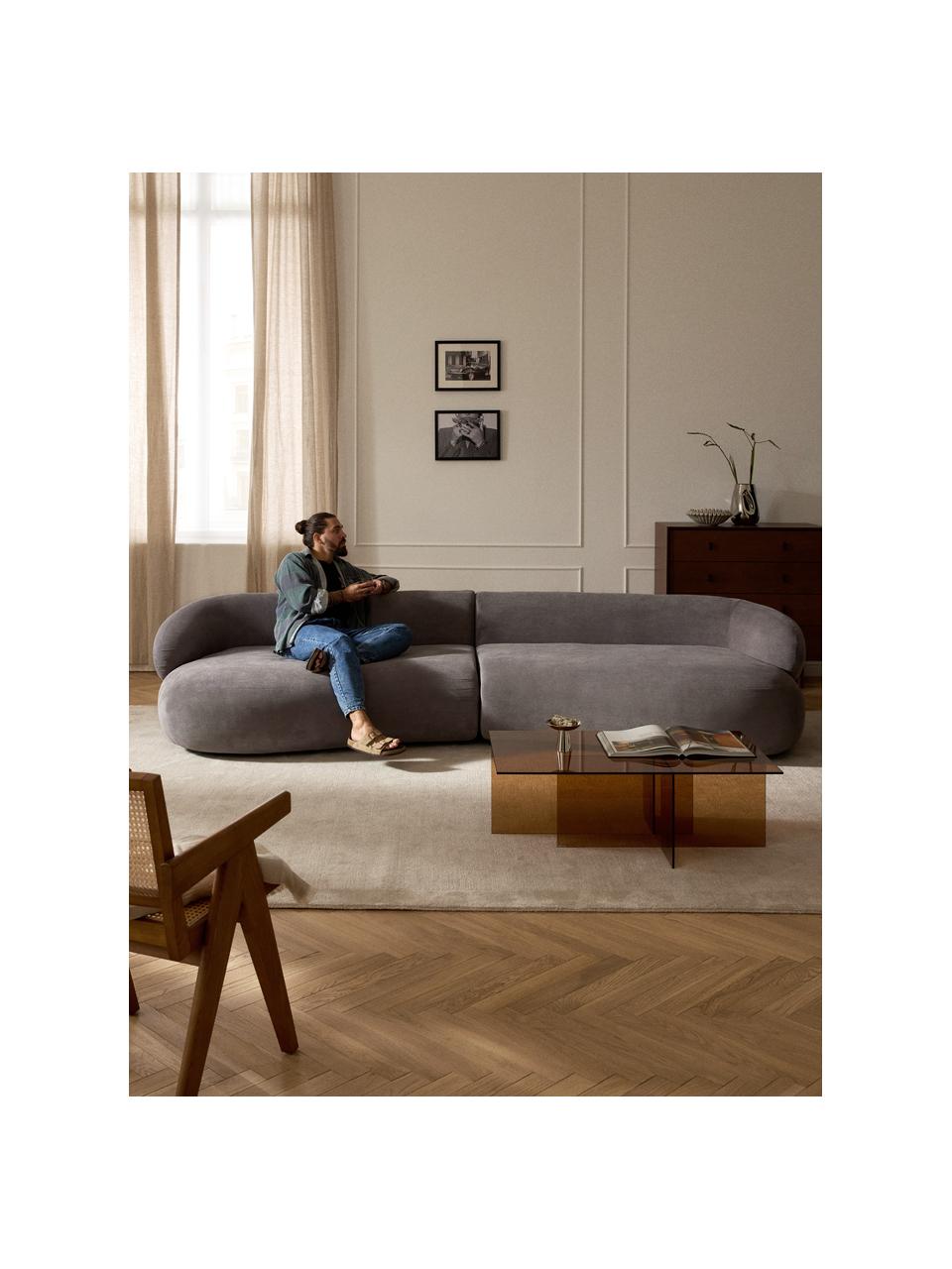 Sofa Alba (4-osobowa), Tapicerka: 97% poliester, 3% nylon D, Stelaż: lite drewno świerkowe, sk, Nogi: tworzywo sztuczne Ten pro, Taupe tkanina, S 326 x G 112 cm