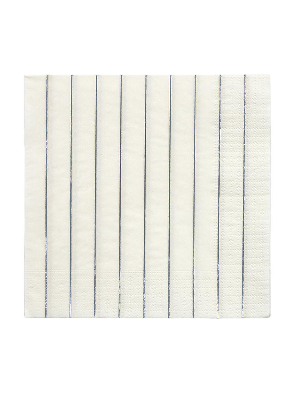 Servilletas de papel Party, 16 uds., Papel, Blanco, plateado, An 33 x L 33 cm