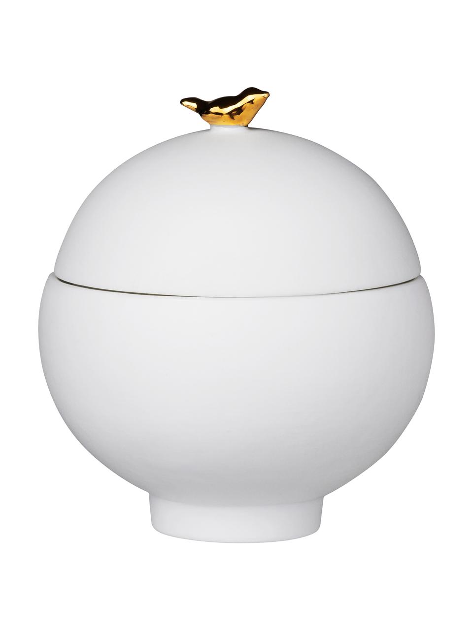 Contenitore con coperchio Vogel, Porcellana, Bianco, dorato, Ø 7 x Alt. 8 cm