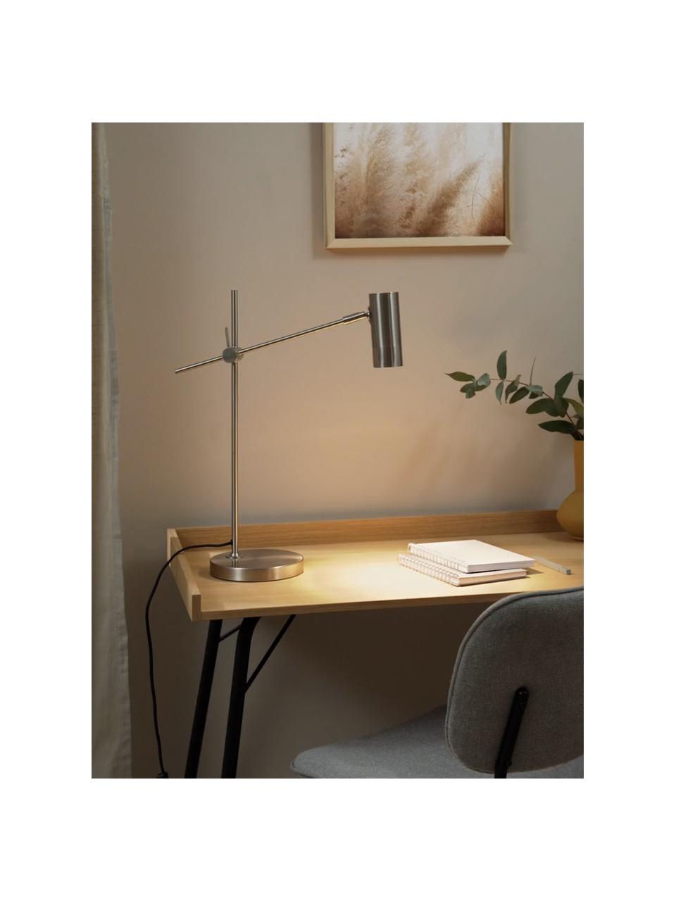 Lampa biurkowa Cassandra, Odcienie srebrnego, błyszczący, G 47 x W 55 cm
