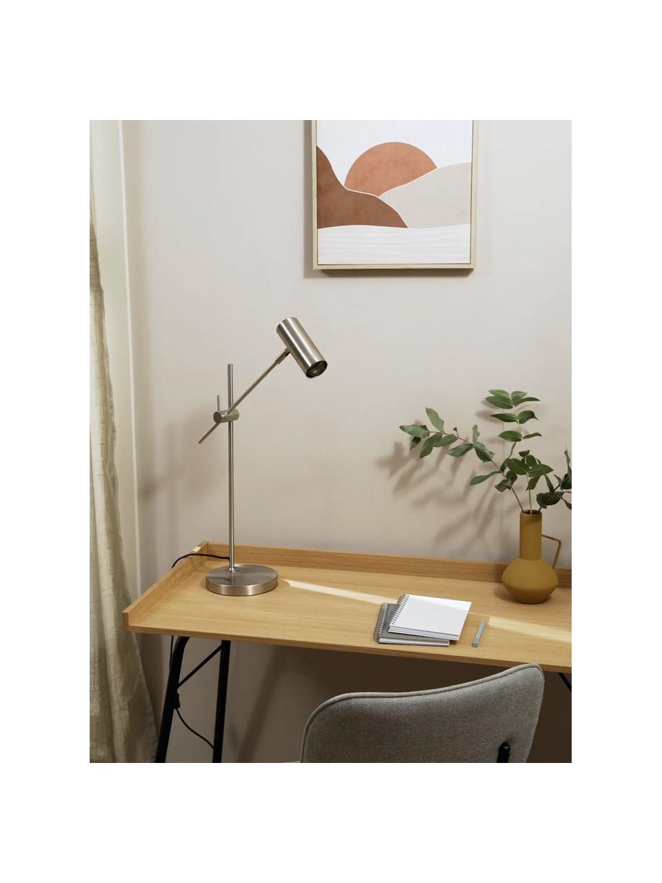Lampa biurkowa Cassandra, Odcienie srebrnego, błyszczący, G 47 x W 55 cm