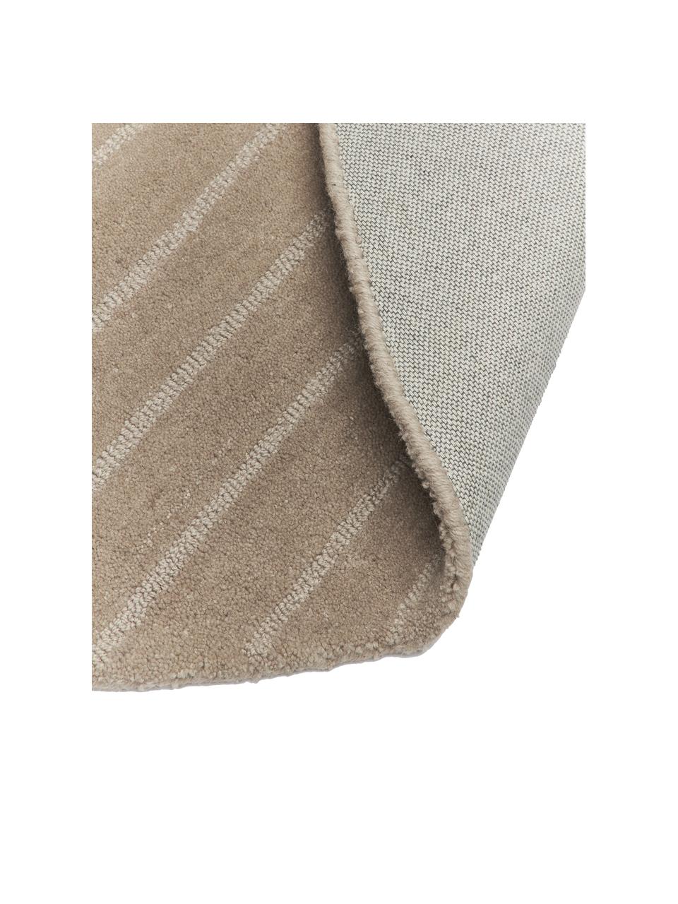 Ronde handgetuft wollen vloerkleed Mason in taupe, Bovenzijde: 100% wol, Onderzijde: 100% katoen, Beige, Ø 200 cm (maat L)