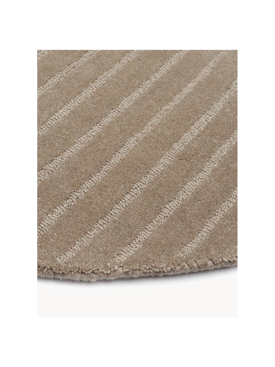 Handgetuft rond wollen vloerkleed Mason in taupe, Onderzijde: 100% katoen Bij wollen vl, Taupe, Ø 150 cm (maat M)