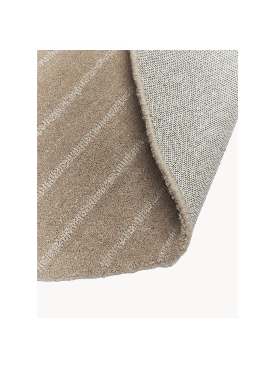 Alfombra redonda artesanal de lana Mason, Parte superior: 100% lana, Reverso: 100% algodón Las alfombra, Gris pardo, Ø 150 cm (Tamaño M)