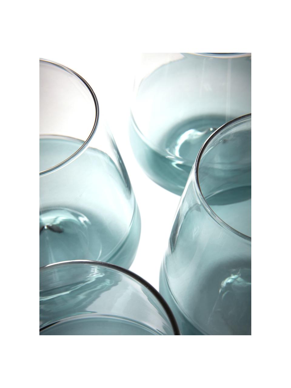 Waterglazen Dunya in blauw/transparant, 4 stuks, Glas, Blauw, Ø 9 x H 10 cm, 450 ml